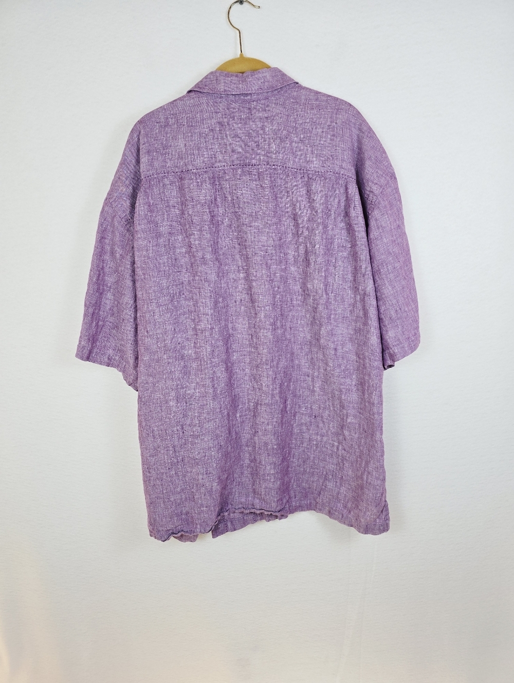 Tommy Bahama Purple Linen S Sleeve Camp Button Up Summer Shirt. Mens XLT - Picture 8 of 9